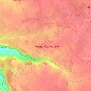 Mapa topográfico Fresne, altitude, relevo