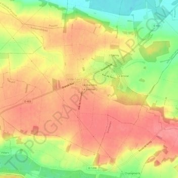 Mapa topográfico Le Cormier, altitude, relevo