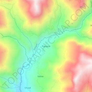Mapa topográfico Piquijaca, altitude, relevo