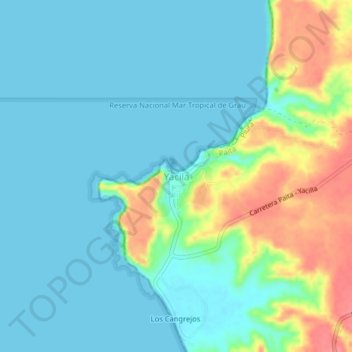Mapa topográfico Yacila, altitude, relevo