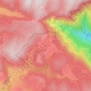 Mapa topográfico L'Espérou, altitude, relevo