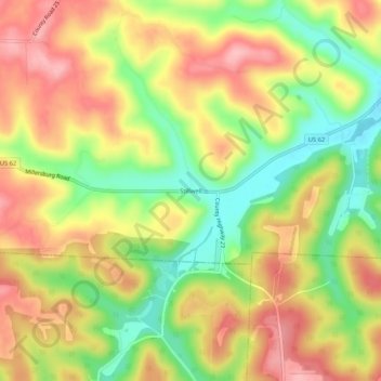 Mapa topográfico Stillwell, altitude, relevo