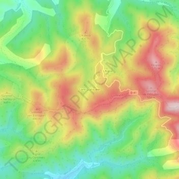 Mapa topográfico Saint-Guillaume, altitude, relevo