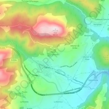 Mapa topográfico San Martín, altitude, relevo