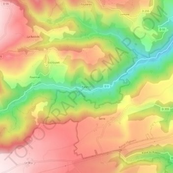 Mapa topográfico Alagnon, altitude, relevo