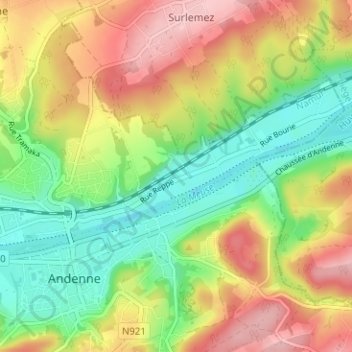 Mapa topográfico Reppe, altitude, relevo