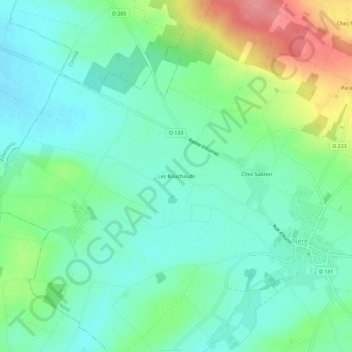 Mapa topográfico Les Bouchauds, altitude, relevo
