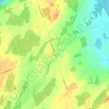 Mapa topográfico Dunsford, altitude, relevo