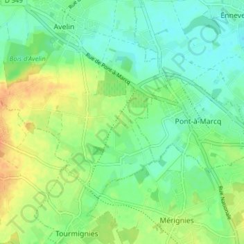 Mapa topográfico Treupe, altitude, relevo