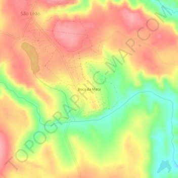 Mapa topográfico Boca da Mata, altitude, relevo