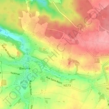 Mapa topográfico Planois, altitude, relevo