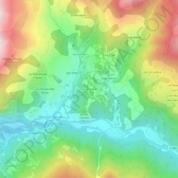 Mapa topográfico Serre Legier, altitude, relevo