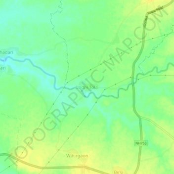 Mapa topográfico Lodhi Tola, altitude, relevo