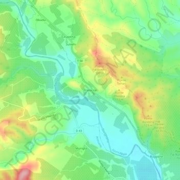 Mapa topográfico Frassiccia, altitude, relevo
