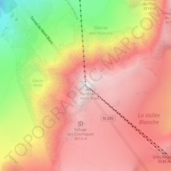 Mapa topográfico Terrasse Chamonix, altitude, relevo