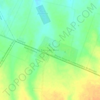 Mapa topográfico Baixa do Meio, altitude, relevo