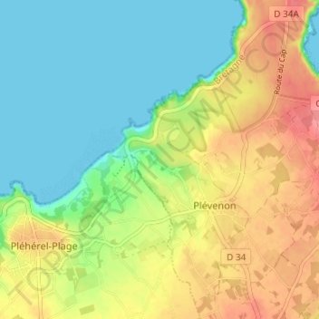Mapa topográfico Les Vaux, altitude, relevo