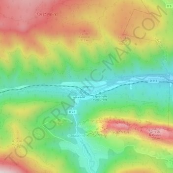 Mapa topográfico Lavagnac, altitude, relevo
