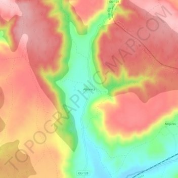 Mapa topográfico Alboreca, altitude, relevo