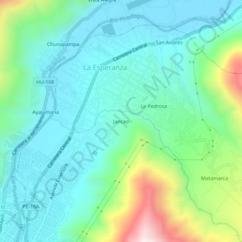 Mapa topográfico Jancao, altitude, relevo