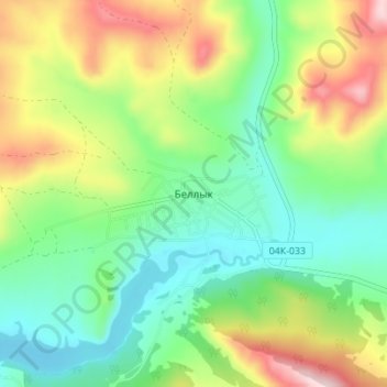 Mapa topográfico Беллык, altitude, relevo