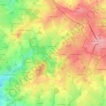 Mapa topográfico Le Barraud, altitude, relevo