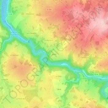 Mapa topográfico Jupille, altitude, relevo