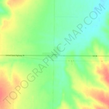 Mapa topográfico Lindon, altitude, relevo