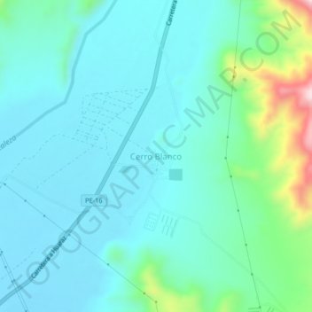 Mapa topográfico Cerro Blanco, altitude, relevo