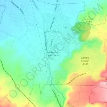 Mapa topográfico Predio de los Albertocos, altitude, relevo