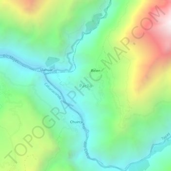 Mapa topográfico Paclla, altitude, relevo
