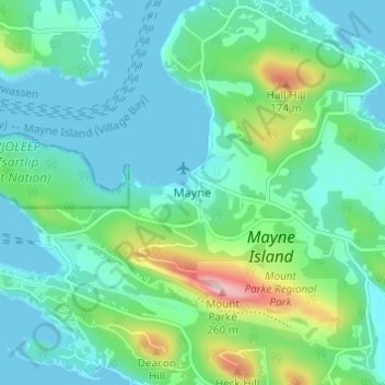 Mapa topográfico Mayne, altitude, relevo