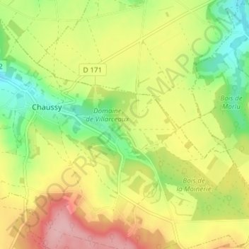 Mapa topográfico La Bergerie, altitude, relevo