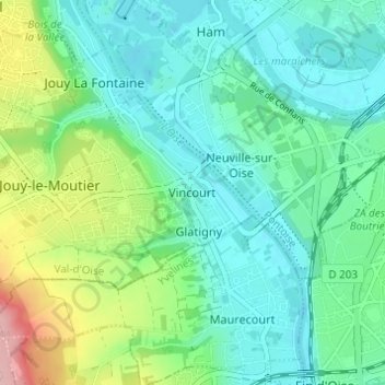Mapa topográfico Vincourt, altitude, relevo