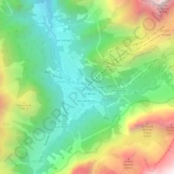 Mapa topográfico Le Grand Couloir, altitude, relevo