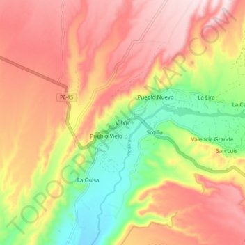 Mapa topográfico Vitor, altitude, relevo
