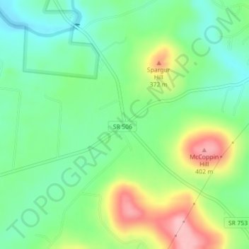 Mapa topográfico Carmel, altitude, relevo