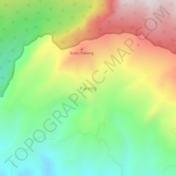 Mapa topográfico Pakeng, altitude, relevo