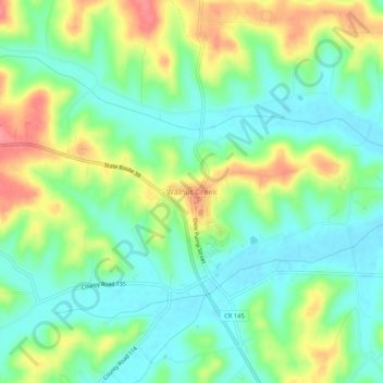 Mapa topográfico Walnut Creek, altitude, relevo