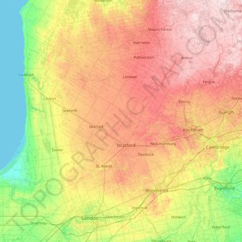 Mapa topográfico Perth, altitude, relevo