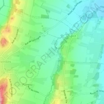 Mapa topográfico Touqué, altitude, relevo