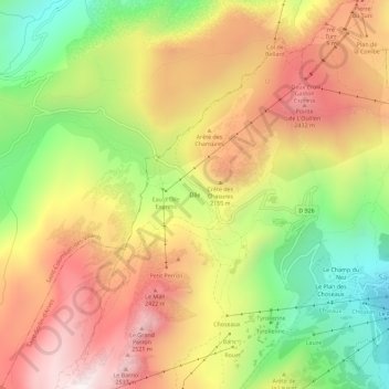 Mapa topográfico Olle, altitude, relevo