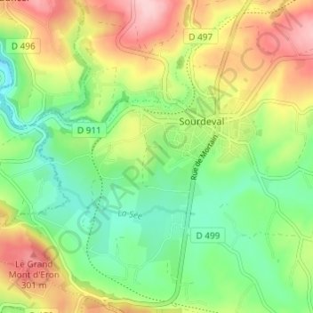 Mapa topográfico La Mare Pinet, altitude, relevo