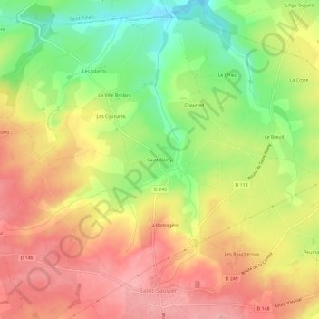 Mapa topográfico Saint-Rémy, altitude, relevo