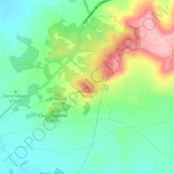 Mapa topográfico Montecillo, altitude, relevo