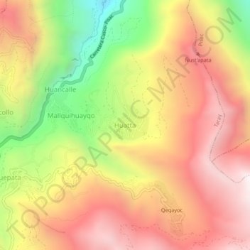 Mapa topográfico Huatta, altitude, relevo
