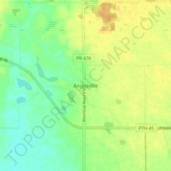 Mapa topográfico Angusville, altitude, relevo