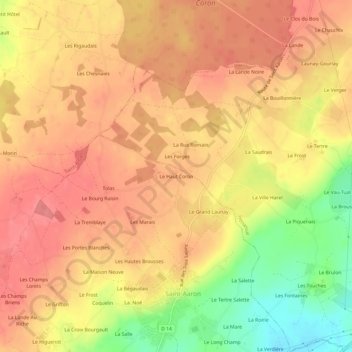 Mapa topográfico Le Haut Coron, altitude, relevo