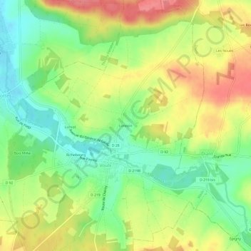 Mapa topográfico Limosin, altitude, relevo