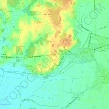 Mapa topográfico Village Neuf, altitude, relevo